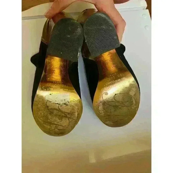 Ted Baker Women's Nimma Black Suede Bootie  Copper Metallic Block Heel Size 9 - Picture 8 of 8